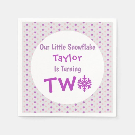 Little Snowflake 2e verjaardag Servet (Voorkant)