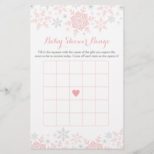 Little Snowflake Baby shower Bingo Game (Voorkant)