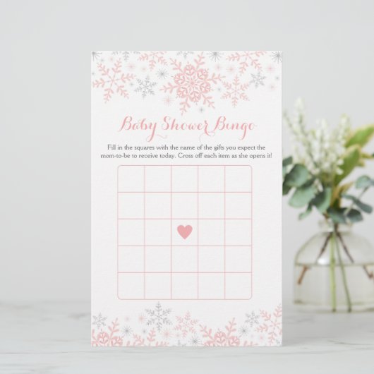 Little Snowflake Baby shower Bingo Game (Staand voorkant)