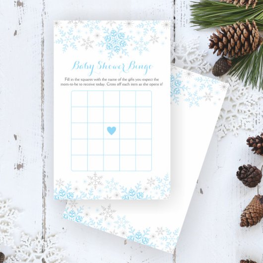 Little Snowflake Baby shower Bingo Game Flyer