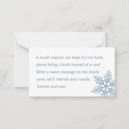 Little Snowflake Baby Shower Breng een boek Notitiekaartje