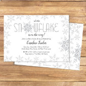 Little Snowflake Baby shower Grijs & Silver Glitte Kaart