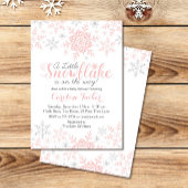 Little Snowflake Baby shower Invite in Roze Zilver Kaart
