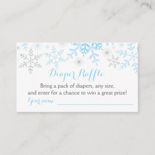 Little Snowflake Baby shower Luier Raffle Ticket Informatiekaartje (Voorkant)