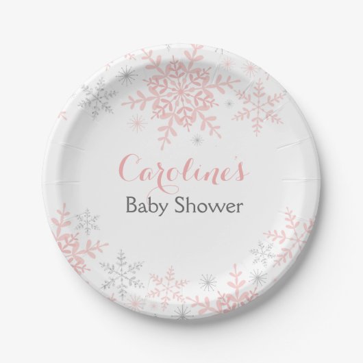 Little Snowflake Baby shower papier Bord (Voorkant)