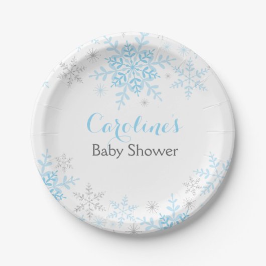 Little Snowflake Baby shower papier Bord (Voorkant)