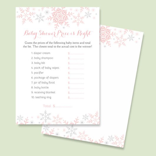 Little Snowflake Baby shower Raad Price Game