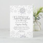 Little Snowflake Baby shower Silver Grey Kaart (Staand voorkant)