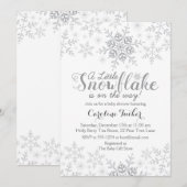 Little Snowflake Baby shower Silver Grey Kaart (Voorkant / Achterkant)