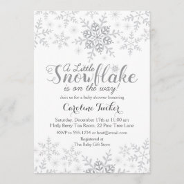 Little Snowflake Baby shower Silver Grey Kaart