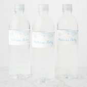 Little Snowflake Baby shower waterlabel, blauw Waterfles Etiket (Flessen)