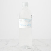 Little Snowflake Baby shower waterlabel, blauw Waterfles Etiket (Voorkant)