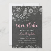 Little Snowflake Birthday Party Invitation Kaart (Voorkant)