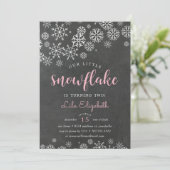 Little Snowflake Birthday Party Invitation Kaart (Staand voorkant)