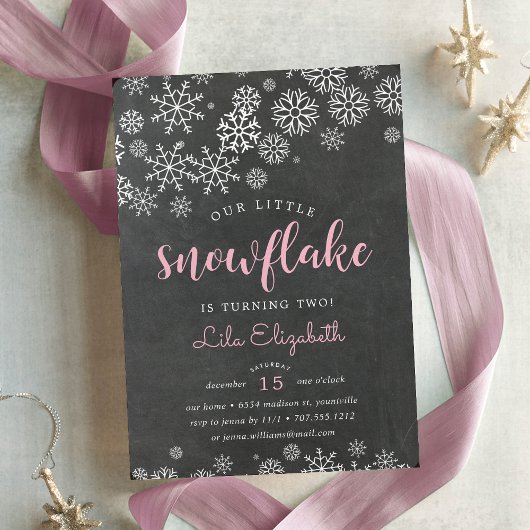 Little Snowflake Birthday Party Invitation Kaart