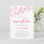 Little Snowflake Birthday Party Invitation Kaart (Staand voorkant)