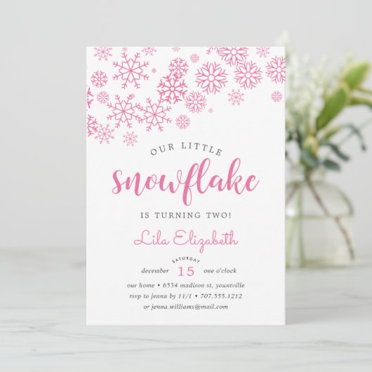 Little Snowflake Birthday Party Invitation Kaart (Staand voorkant)
