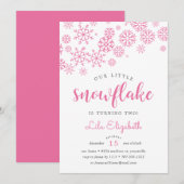 Little Snowflake Birthday Party Invitation Kaart (Voorkant / Achterkant)