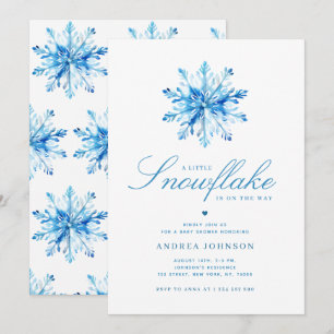 Little Snowflake Blue Boy Baby shower Kaart