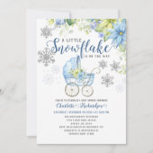 Little Snowflake Blue Floral Winter Baby shower Kaart (Voorkant)