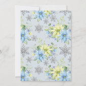 Little Snowflake Blue Floral Winter Baby shower Kaart (Achterkant)
