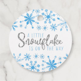Little Snowflake Blue Waterverf Baby shower Bedankjes Labels