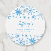 Little Snowflake Blue Waterverf Baby shower Bedankjes Labels (Voorkant)