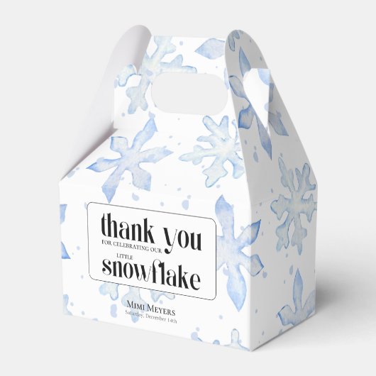 Little Snowflake Blue Wintery Baby shower Bedankdoosjes (Voorkant Zijde)