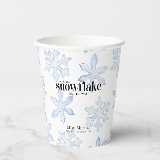 Little Snowflake Blue Wintery Baby shower Papieren Bekers (Voorkant)