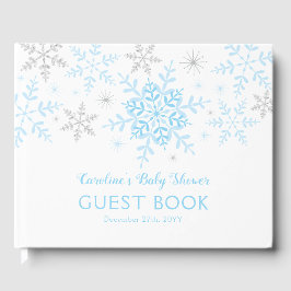 Little Snowflake Boy Baby shower Blauw Zilver Gastenboek