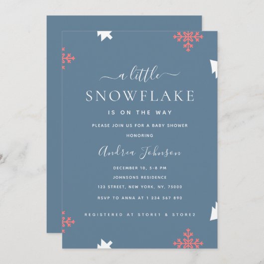 Little Snowflake Boy Baby shower Kaart (Voorkant / Achterkant)