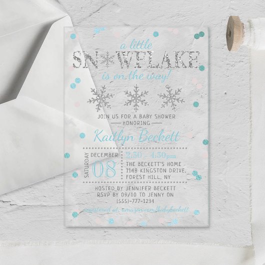 Little Snowflake Boys Winter Baby shower Acryl Uitnodigingen
