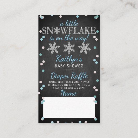Little Snowflake Boys Winter Baby shower Diaper Informatiekaartje (Voorkant)