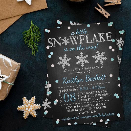 Little Snowflake Boys Winter Baby shower Kaart