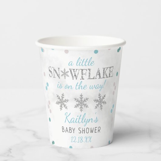 Little Snowflake Boys Winter Baby shower Papieren Bekers (Achterkant)