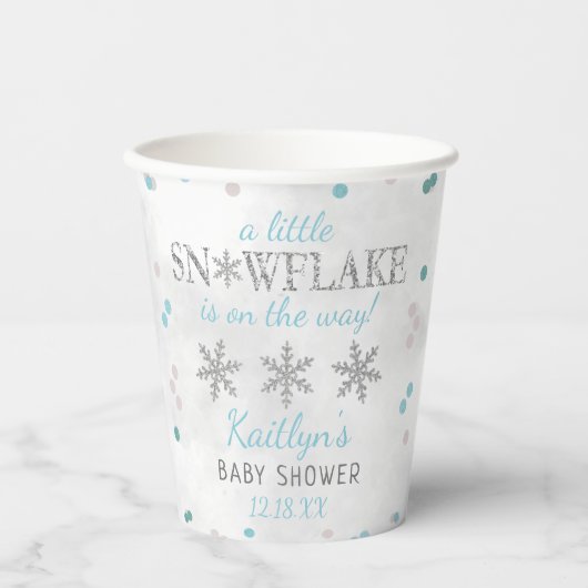 Little Snowflake Boys Winter Baby shower Papieren Bekers (Voorkant)