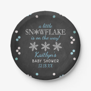 Little Snowflake Boys Winter Baby shower Papieren Bordje