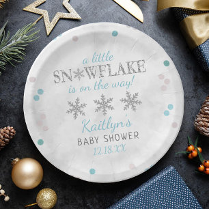 Little Snowflake Boys Winter Baby shower Papieren Bordje