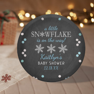 Little Snowflake Boys Winter Baby shower Papieren Bordje
