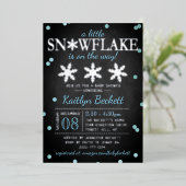 Little Snowflake Boys Winter Baby shower Real Folie Uitnodiging (Staand Voorkant)