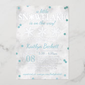 Little Snowflake Boys Winter Baby shower Real Folie Uitnodiging (Voorkant)