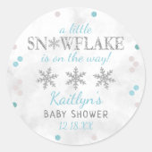 Little Snowflake Boys Winter Baby shower Ronde Sticker (Voorkant)