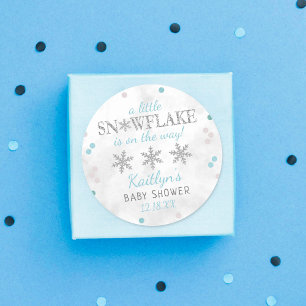 Little Snowflake Boys Winter Baby shower Ronde Sticker