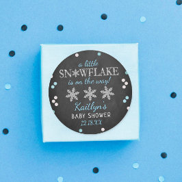 Little Snowflake Boys Winter Baby shower Ronde Sticker