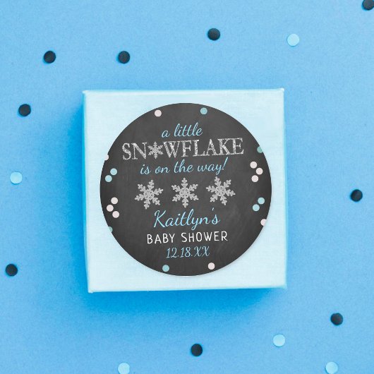 Little Snowflake Boys Winter Baby shower Ronde Sticker