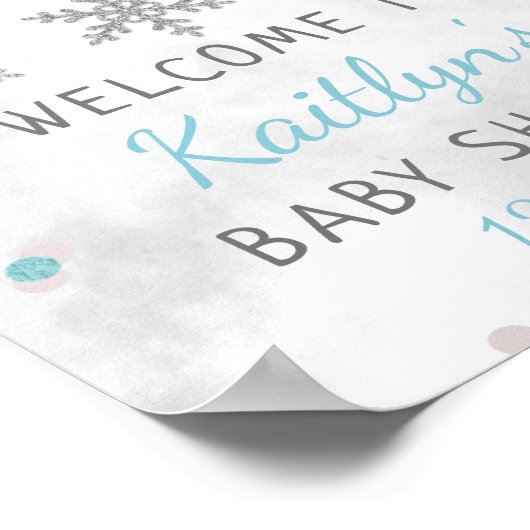 Little Snowflake Boys Winter Baby shower Welcome Poster (Hoek)