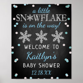 Little Snowflake Boys Winter Baby shower Welcome Poster