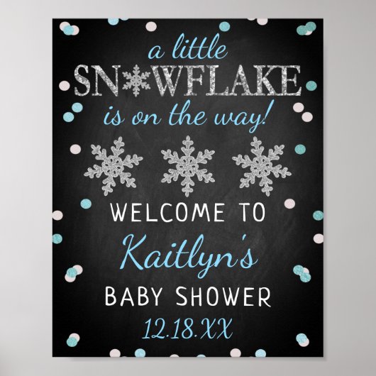 Little Snowflake Boys Winter Baby shower Welcome Poster (Voorkant)