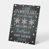 Little Snowflake Boys Winter Baby shower Welcome Reclamebord Met Voetstuk (Voorkant)
