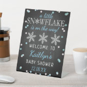 Little Snowflake Boys Winter Baby shower Welcome Reclamebord Met Voetstuk (Insitu)